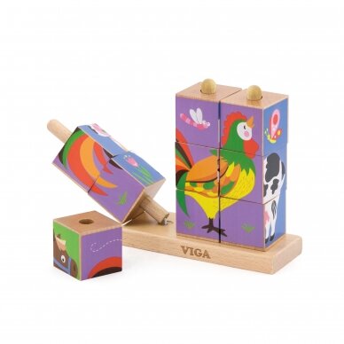 VIGA Stacking Cube Puzzle - Farm Animals 50833 3