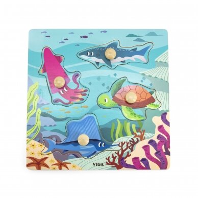 VIGA Wooden Knob Puzzle - Sea Animals 44594